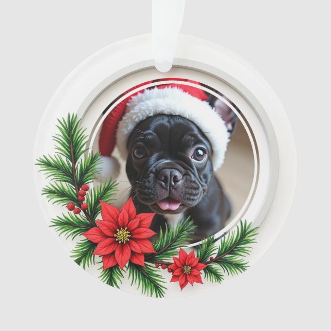 1st Christmas 2-sided “Paws & Poinsettias” Ornament (Vorderseite)
