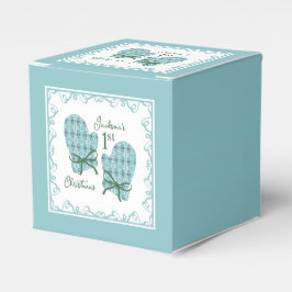1st Christmas Mittens Green Bow Holiday Favor Box Geschenkschachtel