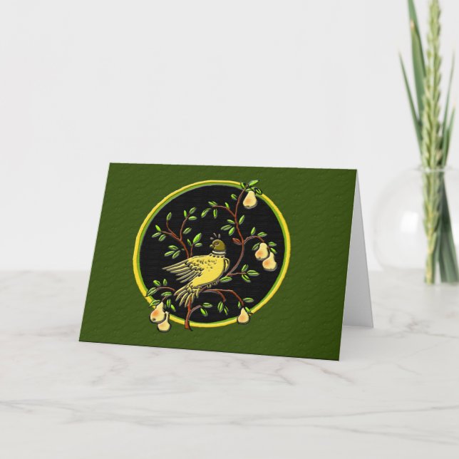 1st Day of Christmas Card (Green/Blank) Feiertagskarte (Vorderseite)