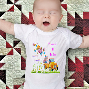 1st Easter Personalized Bunny delivers Easter Eggs Baby Strampler