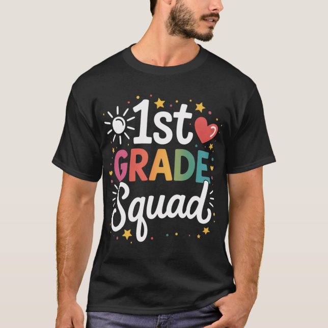 1st First Grade Squad Studenteacher Gift Backo Sch T-Shirt (Vorderseite)