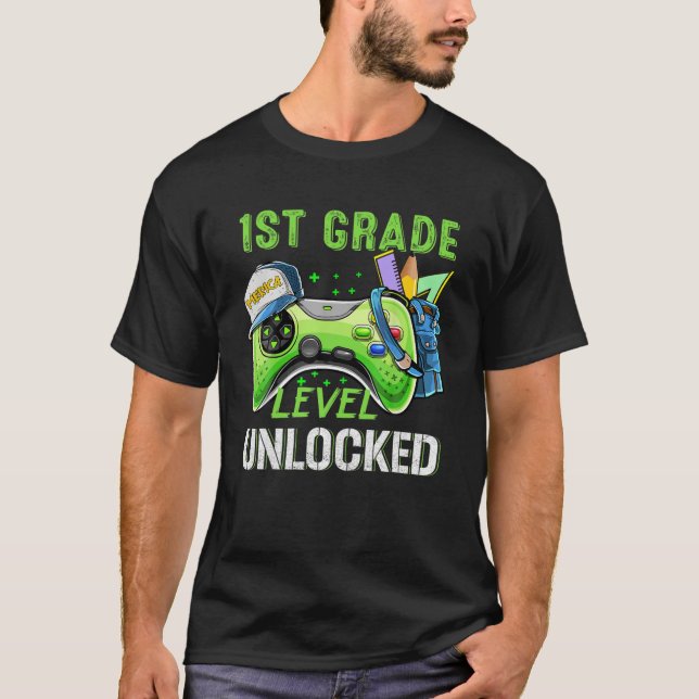 1st Grad Level Unlocked Apparel First Day School T-Shirt (Vorderseite)