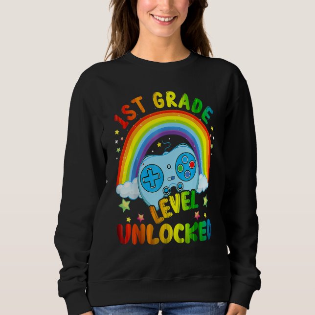 1st Grade Level Unlocked Rainbow Back To School Bo Sweatshirt (Vorderseite)