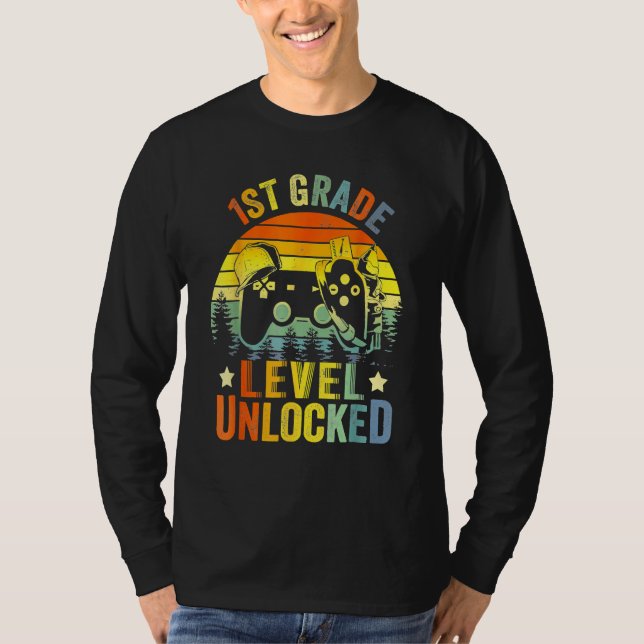 1st Grade Level Unlocked Video Game Back To School T-Shirt (Vorderseite)