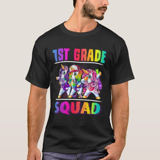 1st Grade Squad Dabbing Unicorn Back to School Bac T-Shirt (Vorderseite)