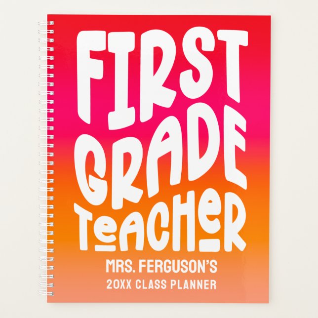 1st Grade Teacher Orange Red Ombre Class (Devant)