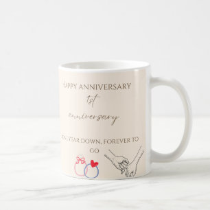 1st-Jubiläums-Tasse – Ein Jahr vorbei, für immer z Kaffeetasse