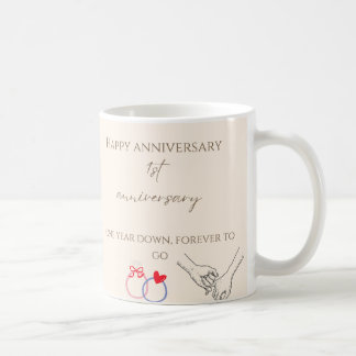 1st-Jubiläums-Tasse – Ein Jahr vorbei, für immer z Kaffeetasse