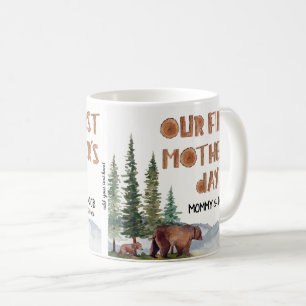 1st Mother's Day Personalized Woodland Bear  Kaffeetasse