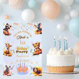 1st Party Animals Kids Birthday Invitation  Einladung