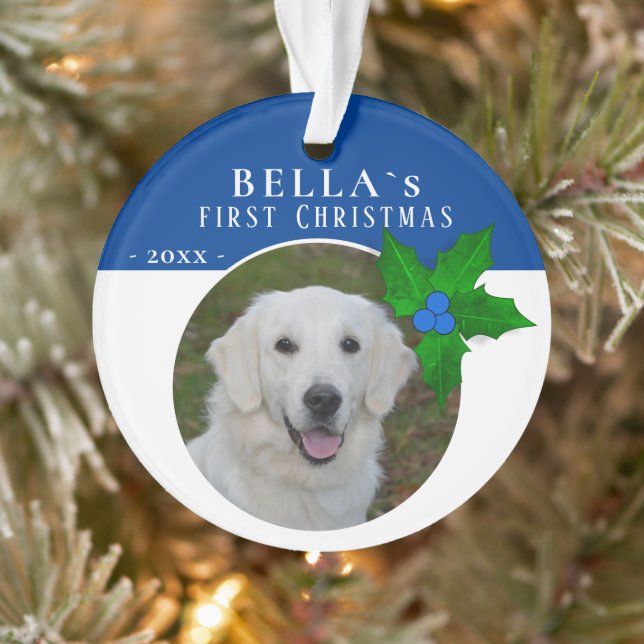 1st Puppy`s Christmas Holly Berry Chien Pet Photo (Arbre)