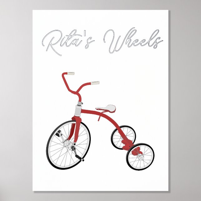 1st Wheels Vintag Red Tricycle Foil Text Poster (Vorderseite)