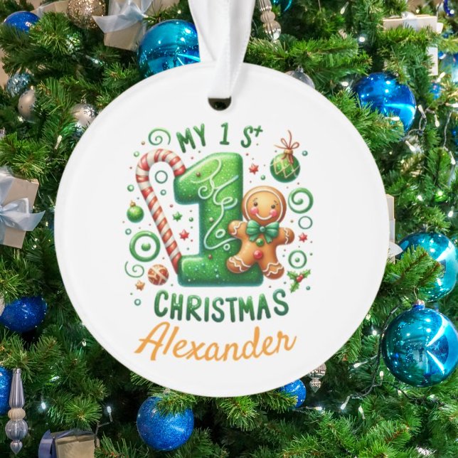 1st Xmas Candy Cane Gingerbread Photo Ornament (Von Creator hochgeladen)