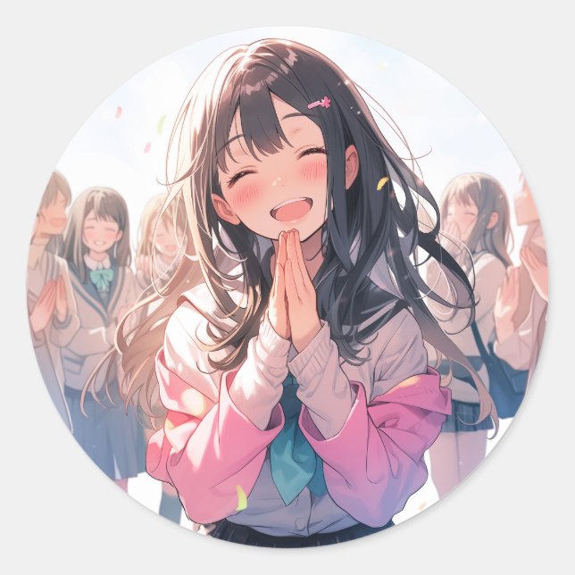 【20枚セット】感謝シール｜寿司娘 GenerativeAI Runder Aufkleber (Vorderseite)