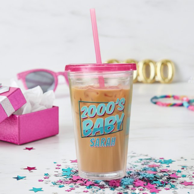 2000 Babyname Nostalgic Throwback Acrylic Tumbler Acryltrinkbecher (2000's Baby? Just add your name to this fun acrylic tumbler )