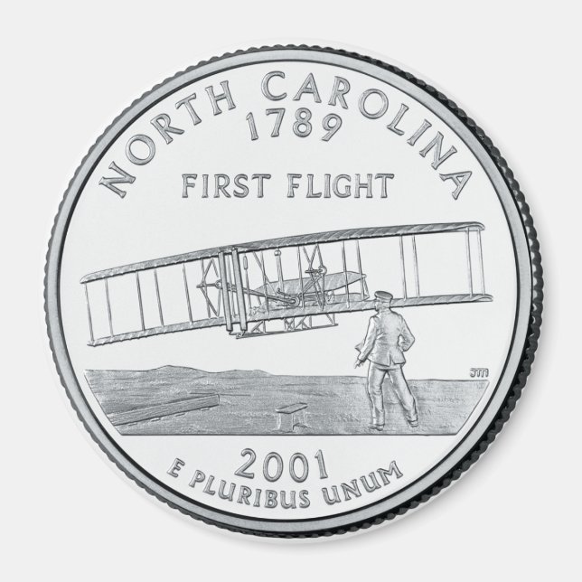 2001 North Carolina Staat Quarter Magnet (Vorne)