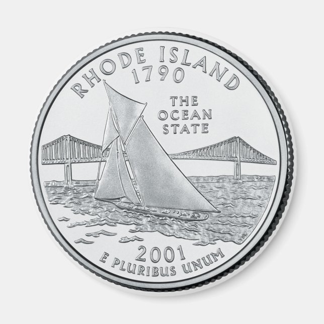 2001 Rhode Island Staat Quarter Magnet (Vorne)
