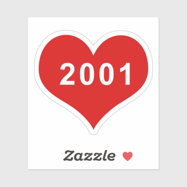 2001 Rotes Liebe Herz Vinyl Sticker (Blatt)