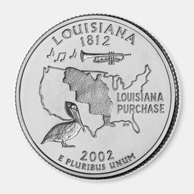 2002 Louisiana Staat Quarter Magnet (Vorne)
