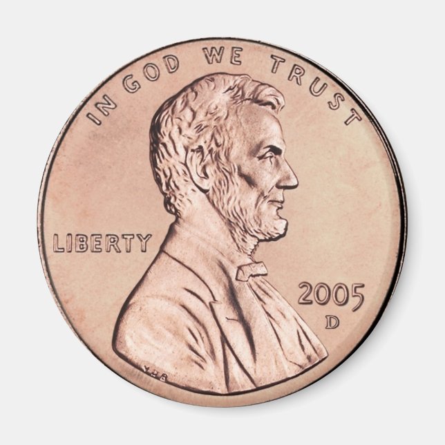 2005 Lincoln Memorial 1 Cent Kupfermünze Geld Magnet (Vorne)