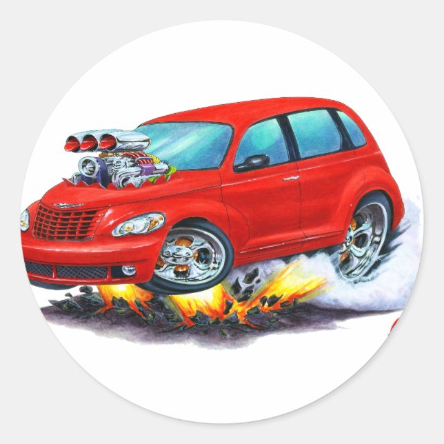 2008-10 PT Cruiser Red Car Runder Aufkleber (Vorderseite)
