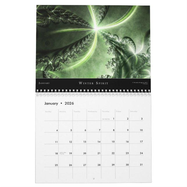 2008 calendriers inspirés de fractales (Jan 2026)