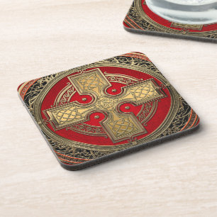 [200] Alter keltischer heiliger Goldknotenkreuz Getränkeuntersetzer