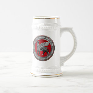 [200] Assyrian Winged Bull: Silver & Black Lamassu Bierglas