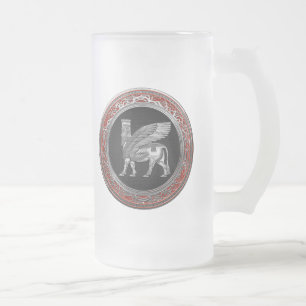 [200] Assyrian Winged Bull - Silver Lamassu Mattglas Bierglas