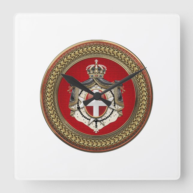 [200] Beschluss Maltas - SMOM-Wappen Quadratische Wanduhr (Vorderseite)