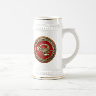 [200] Heiliger Goldener Skorpion auf Rot Bierglas