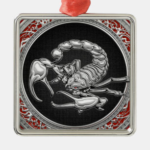 [200] Heiliger Silber Skorpion auf Schwarz Ornament Aus Metall