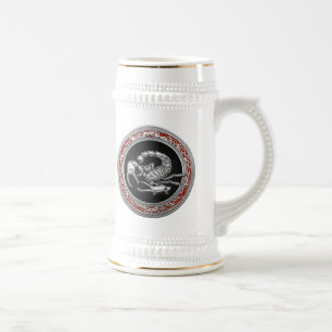 [200] Heiliger Silberkorpion auf Schwarz Bierglas