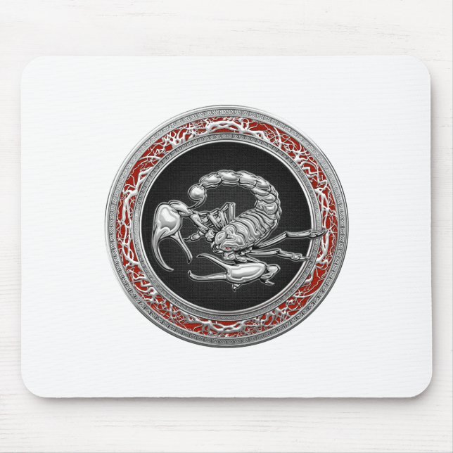 [200] Heiliger Silberkorpion auf Schwarz Mousepad (Vorne)