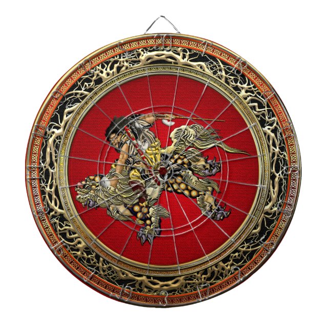 [200] Hokusai - Shoki Riding Shishi Lion Dartscheibe (vorne)