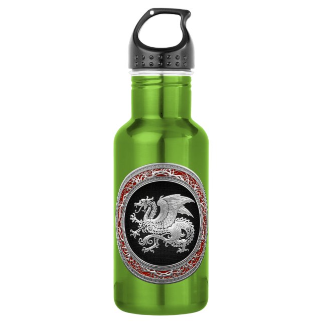 [200] Icelandic Dragon, Landvæ ttir [Silver] Edelstahlflasche (Vorderseite)
