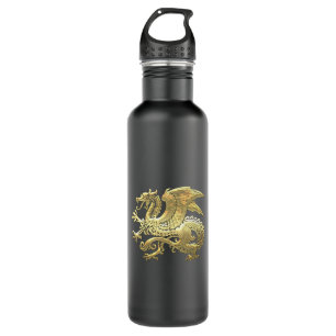 [200] Isländischer Drache, Landvættir [Gold] Edelstahlflasche