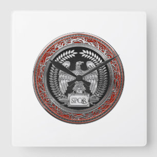 [200] Kaiseradler Silver Quadratische Wanduhr
