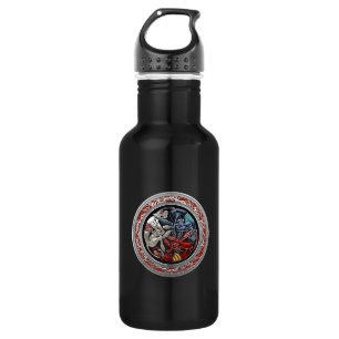[200] Keltische Schätze - Drei Hunde auf Silber Edelstahlflasche