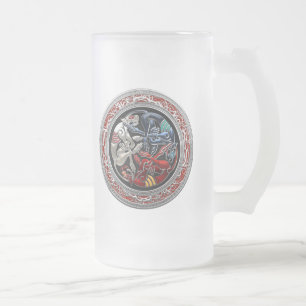 [200] Keltische Schätze - Drei Hunde auf Silber Mattglas Bierglas