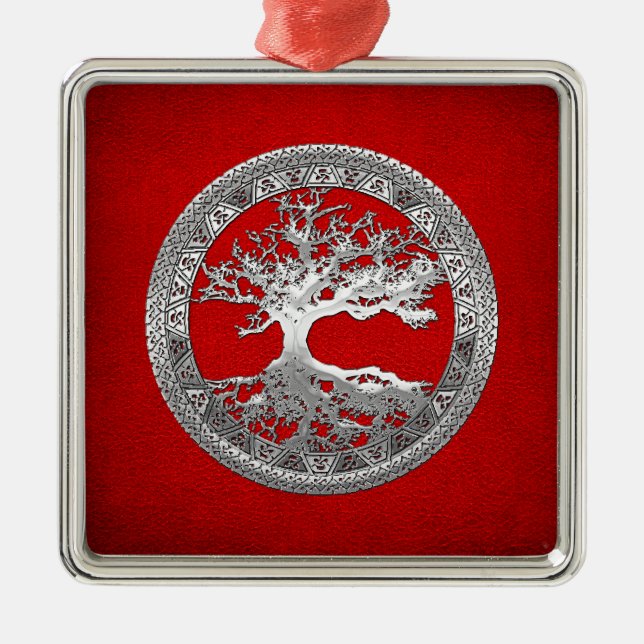 [200] Keltischer Baum des Lebens [Silber] Silbernes Ornament (Vorne)
