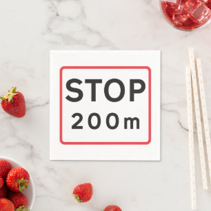 200 m lange Haltestelle für die Verkehrswarnung Serviette