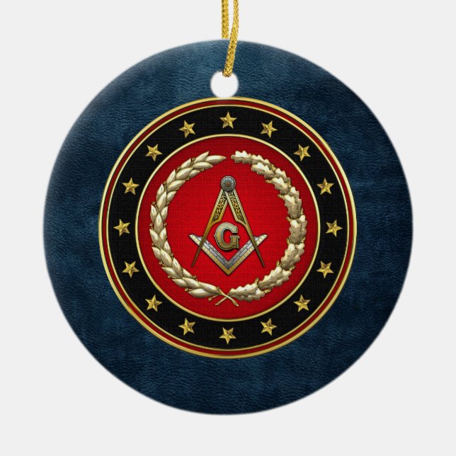 [200] Masonic Square and Compasses [3. Grad] Keramikornament (Vorne)