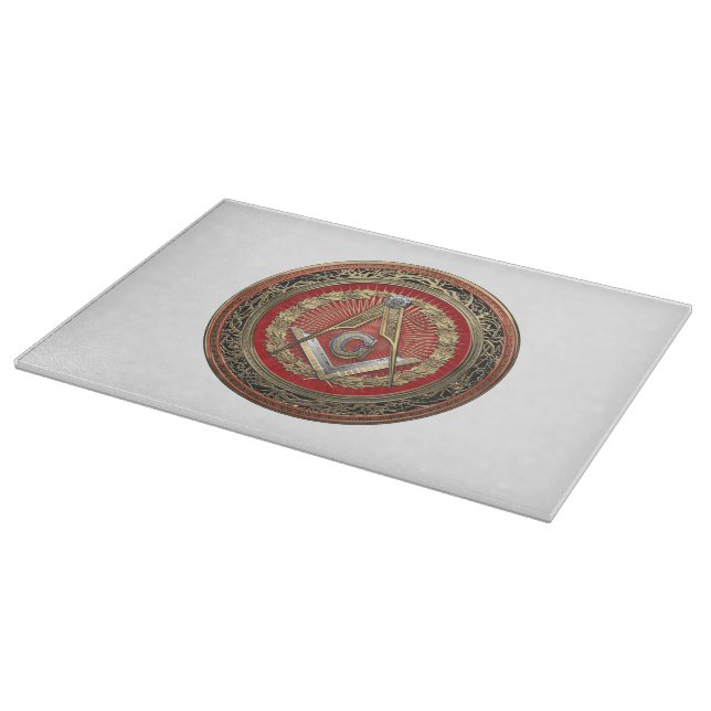 [200] Master Mason - Gold Square & Compasses Schneidebrett (Ecke)