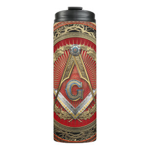 [200] Master Mason - Gold Square & Compasses Thermosbecher