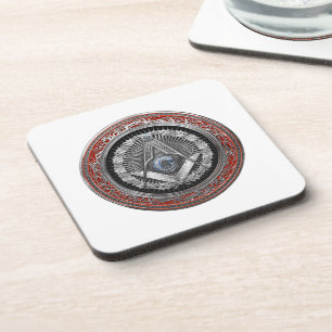 [200] Master Mason - Silver Square & Compasses Getränkeuntersetzer