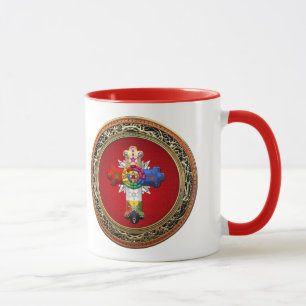 [200] Rosiges Kreuz (Rose Croix) auf Rot u. Gold Tasse