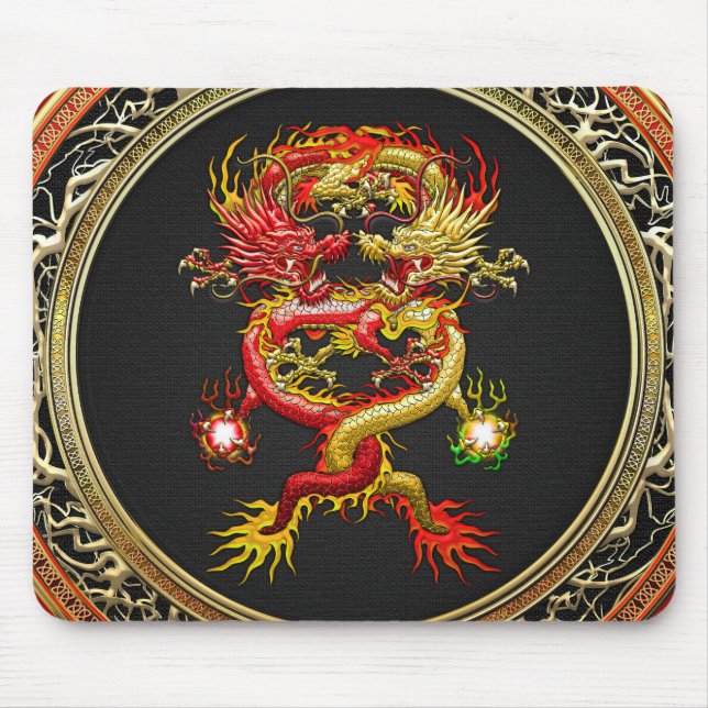 [200] Rote und Gelbe Drachen Mousepad (Vorne)