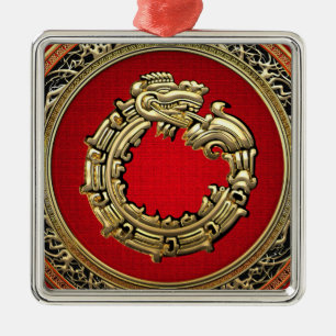 [200] Serpent God Quetzalcoatl [Gold] Silbernes Ornament