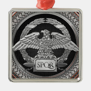 [200] Silberrömischer Kaiseradler über Medallion Ornament Aus Metall